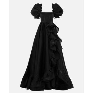 Selkie Caviar Recycled Ruffle Gown Black Organza Dress - 2X - *tailored to 1X*